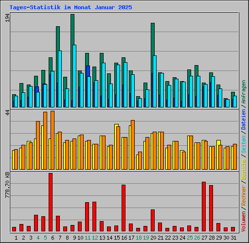Tages-Statistik im Monat Januar 2025